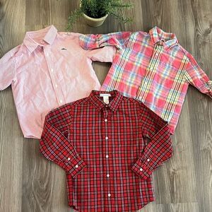 ((3 PIECE)) JANIE AND JACK 100% COTTON BUTTON DOWN SHIRT BUNDLE SIZE 5